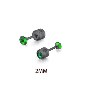 Colorful Zircon Stainless Steel Stud Earring Set - 5 Pairs
