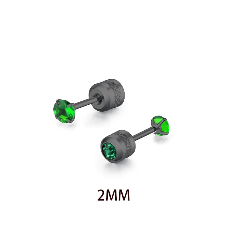 Colorful Zircon Stainless Steel Stud Earring Set - 5 Pairs