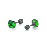 Colorful Zircon Stainless Steel Stud Earring Set - 5 Pairs