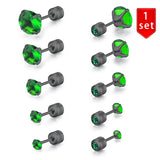 Colorful Zircon Stainless Steel Stud Earring Set - 5 Pairs