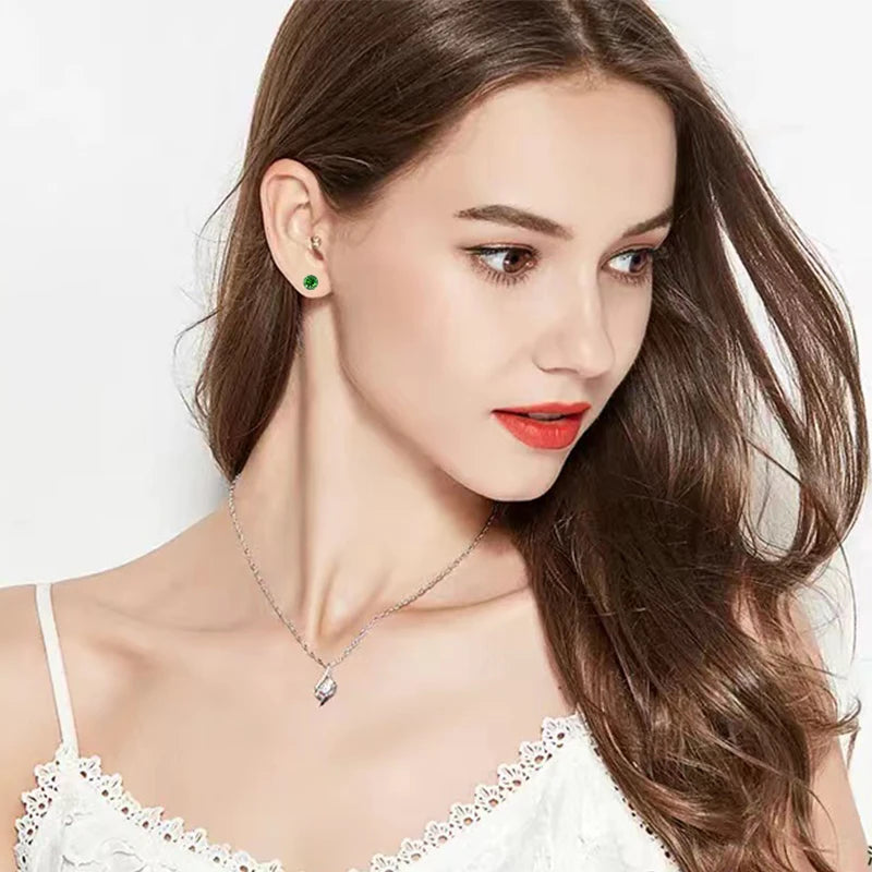 Colorful Zircon Stainless Steel Stud Earring Set - 5 Pairs