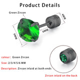 Colorful Zircon Stainless Steel Stud Earring Set - 5 Pairs