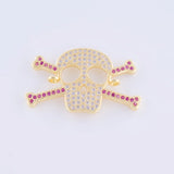 5pcs Zircon Skull Charms For Jewelry Making Copper Micro Pave Czech Charms