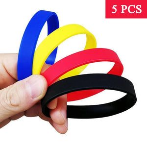5 pcs Silicone Sport Bracelet Wristband for Men Women Kids