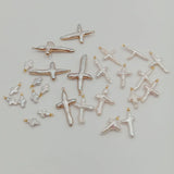5 pcs/lot Freshwater Coin Pearl Beads with Cross Baroque Shape and 1 Hanger