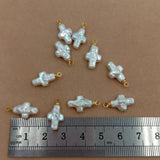 5 pcs/lot Freshwater Coin Pearl Beads with Cross Baroque Shape and 1 Hanger