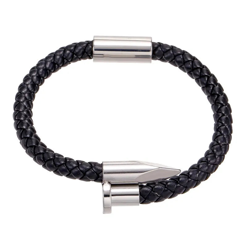 5pcs Stainless Steel Leather Bracelet Charms Unisex Jewelry