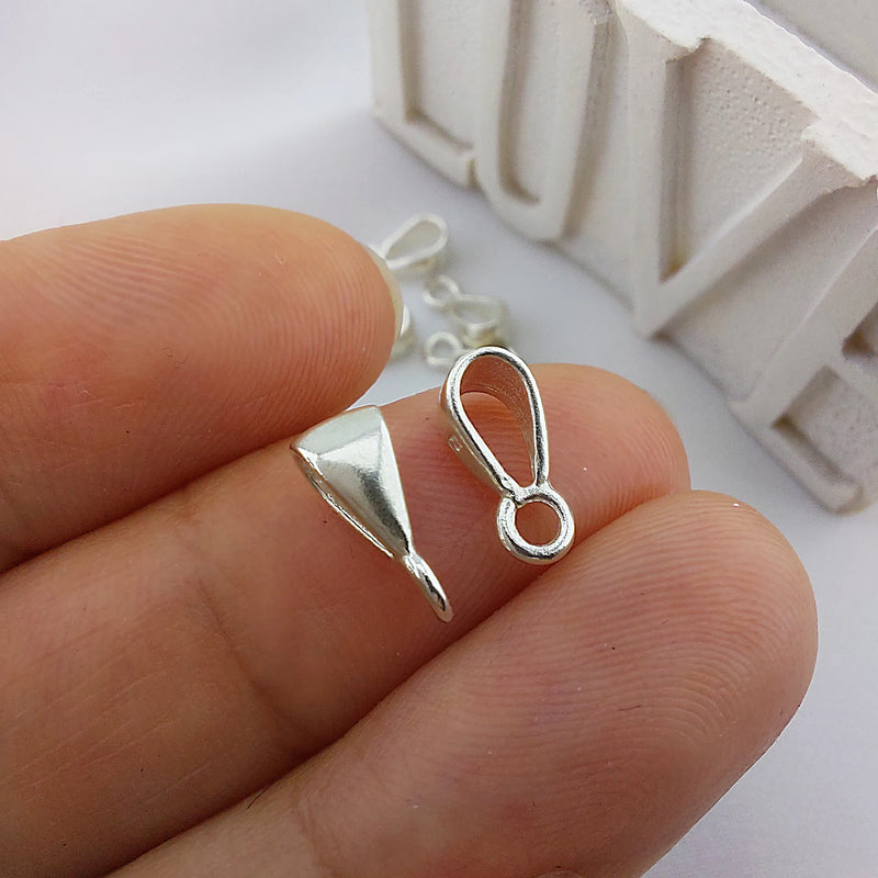 5pcs 925 Sterling Silver Pinch Bails Pendants Findings