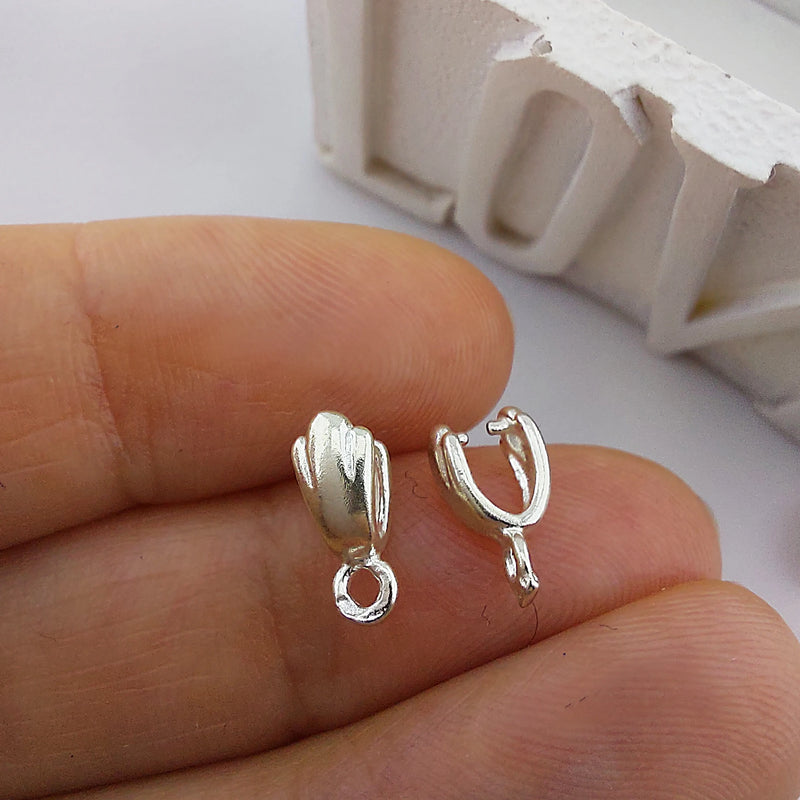 5 pcs 925 Sterling Silver Pinch Bails for Pendants Findings