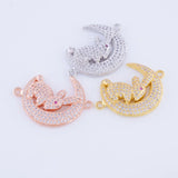 Zircon Moon Rabbit Charms for Bracelets Jewelry Making