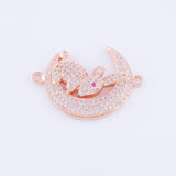 Zircon Moon Rabbit Charms for Bracelets Jewelry Making