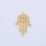 Zircon Hamsa Hand Charm for Jewelry Making Copper Micro Pave Czech Charms