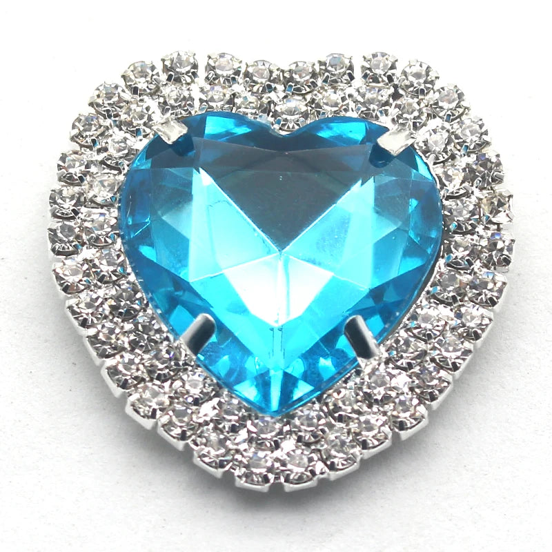 36MM Heart-Shaped Rhinestones for Knitwear DIY Accessories Button Decoration