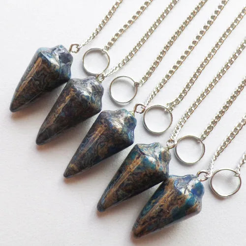 Natural Crazy Lace Agates Pendulum Pendant Bead 35x15mm Jewelry