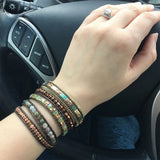 Indian A-gate Crystal Beaded Wrap Bracelet Mix Boho Beadwork