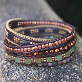 Indian A-gate Crystal Beaded Wrap Bracelet Mix Boho Beadwork