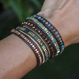 Indian A-gate Crystal Beaded Wrap Bracelet Mix Boho Beadwork