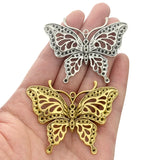 5 Large Butterfly Charms Pendants for DIY Necklace Making 59x48mm