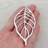 5 Hollow Open Tree Leaf Charms Pendants for Necklace Making 95x46mm