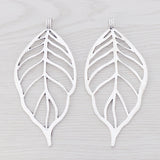 5 Hollow Open Tree Leaf Charms Pendants for Necklace Making 95x46mm