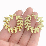 5 Pcs Matt Alloy Willow Wreath Leaf Charms Pendants Jewelry Findings