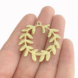 5 Pcs Matt Alloy Willow Wreath Leaf Charms Pendants Jewelry Findings