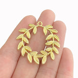 5 Pcs Matt Alloy Willow Wreath Leaf Charms Pendants Jewelry Findings