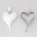 5 Silver Plated Large Love Heart Charms Pendants 70x42mm