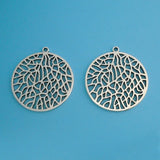 5 x Tibetan Silver Large Hollow Filigree Round Charms Pendants 35x35mm