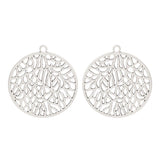 5 x Tibetan Silver Large Hollow Filigree Round Charms Pendants 35x35mm