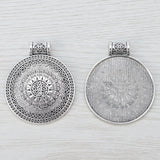 5 Tibetan Silver Round Flower Charms Pendants For Necklaces 40x30mm