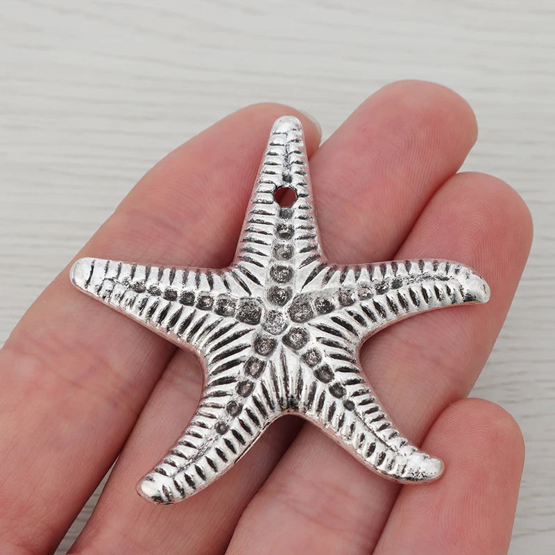 5 Large Starfish Sea Star Charms Pendants DIY Necklace Jewelry Making