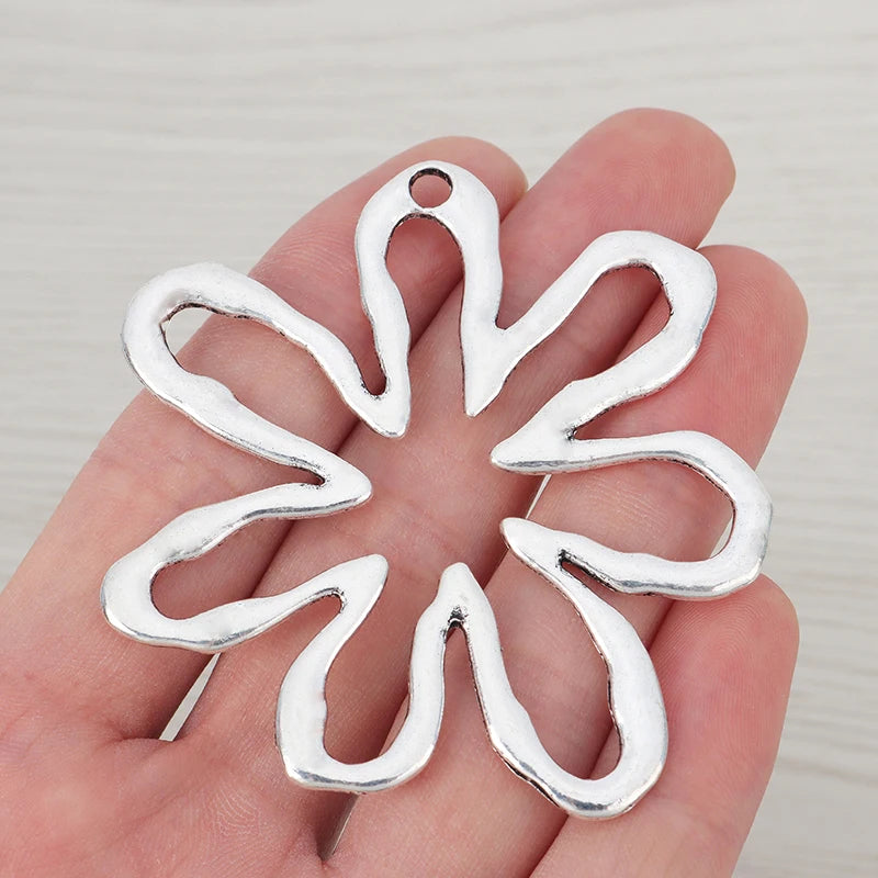 Tibetan Silver/Gold Large Flower Charms Pendants DIY Necklace Jewelry