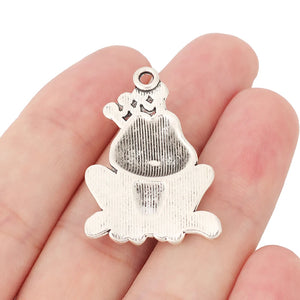 5 Tibetan Silver Frog Prince Animal Charms Pendants for Jewelry Making 35x25mm