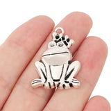 5 Tibetan Silver Frog Prince Animal Charms Pendants for Jewelry Making 35x25mm