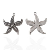 Tibetan Silver Starfish Charms Pendants for DIY Jewelry Making 48x43mm