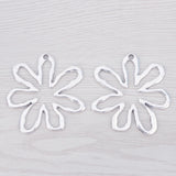 5 Tibetan Silver Plated Flower Charms Pendants Necklace Jewelry 65x61mm