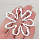 5 Tibetan Silver Plated Flower Charms Pendants Necklace Jewelry 65x61mm