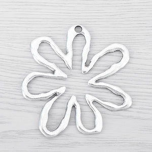 5 Tibetan Silver Plated Flower Charms Pendants Necklace Jewelry 65x61mm
