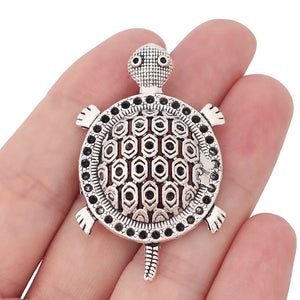 5 x Tibetan Silver Turtle Tortoise Charms Hollow Animal Pendants 52x31mm