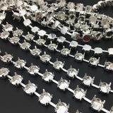 5 yards 6mm 8mm Round Rivoli Chain Link for Crystal Settings Silver Plated