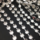 5 yards 6mm 8mm Round Rivoli Chain Link for Crystal Settings Silver Plated