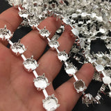 5 yards 6mm 8mm Round Rivoli Chain Link for Crystal Settings Silver Plated