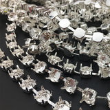 5 yards 6mm 8mm Round Rivoli Chain Link for Crystal Settings Silver Plated