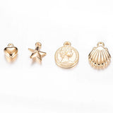 Acrylic Golden Pendant Charm CCB Coin Shell Heart Star Pendant