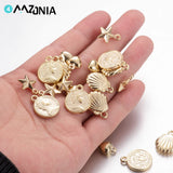 Acrylic Golden Pendant Charm CCB Coin Shell Heart Star Pendant