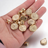 Acrylic Golden Pendant Charm CCB Coin Shell Heart Star Pendant