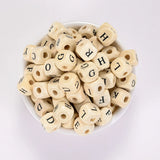 10mm Random Mix Square Alphabet Letter Bead Spacer Initial Wood Beads