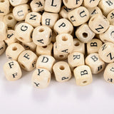 10mm Random Mix Square Alphabet Letter Bead Spacer Initial Wood Beads