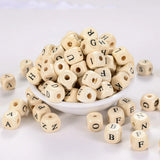 10mm Random Mix Square Alphabet Letter Bead Spacer Initial Wood Beads